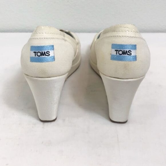 Toms Ivory Grosgrain Wedge Wedding Collection Size 11 - Picture 9 of 11